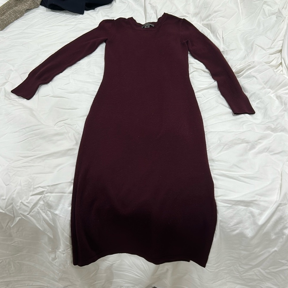 French Connection M Burgundy Midi Dress with Slit